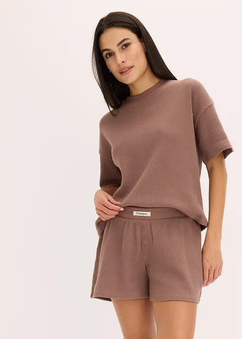 Loungewear shorty huispak van wafeljersey, bonprix