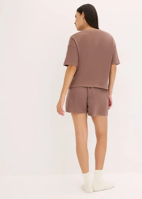 Loungewear shorty huispak van wafeljersey, bonprix