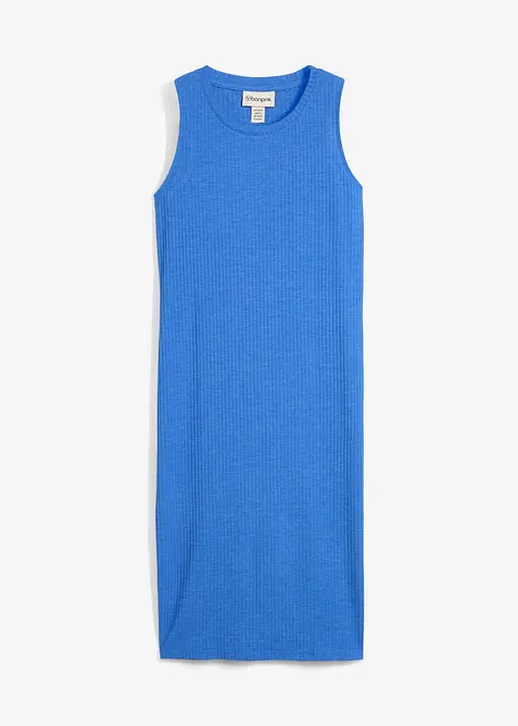 Geribde jurk met zijsplitten van een vloeiende viscosemix, bonprix