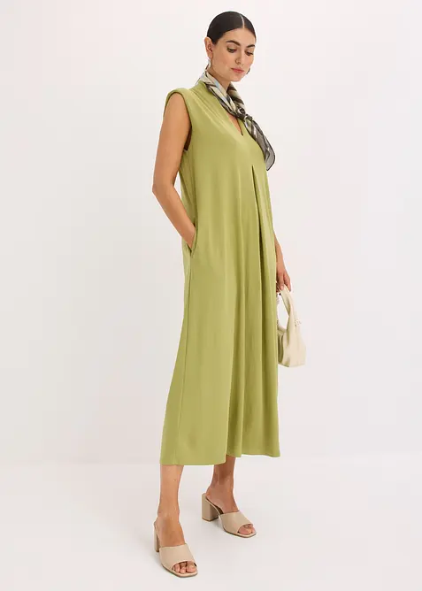 Jersey jurk van viscose piqué met schoudervullingen, bonprix