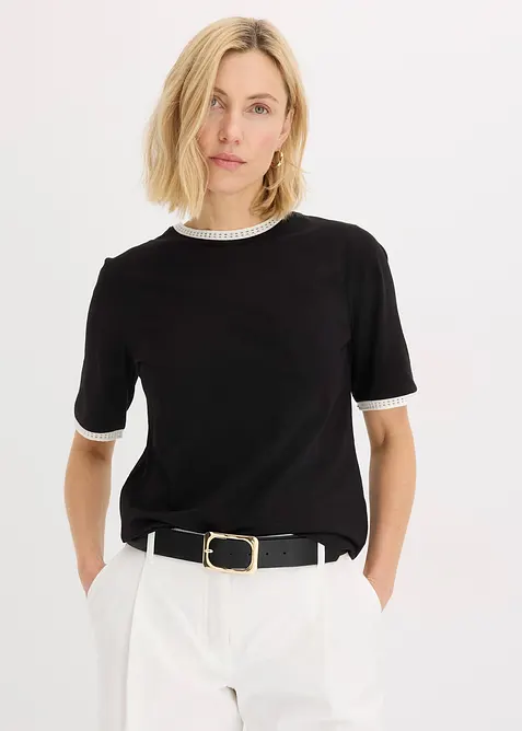 Shirt met kanten rand, bonprix