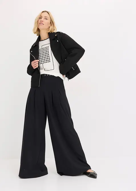 Shirt met opvallende print en biezen in een contrastkleur, bonprix