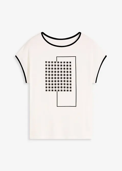 Shirt met opvallende print en biezen in een contrastkleur, bonprix