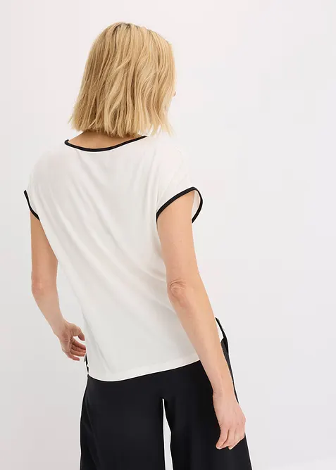 Shirt met opvallende print en biezen in een contrastkleur, bonprix