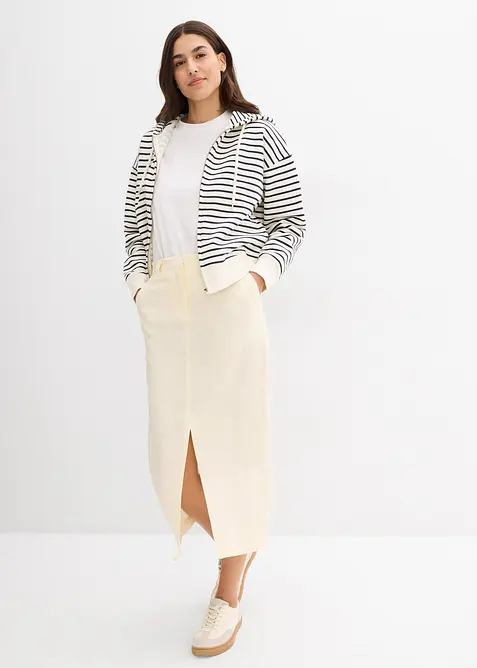 Midi rok van luchtige linnenmix, bonprix