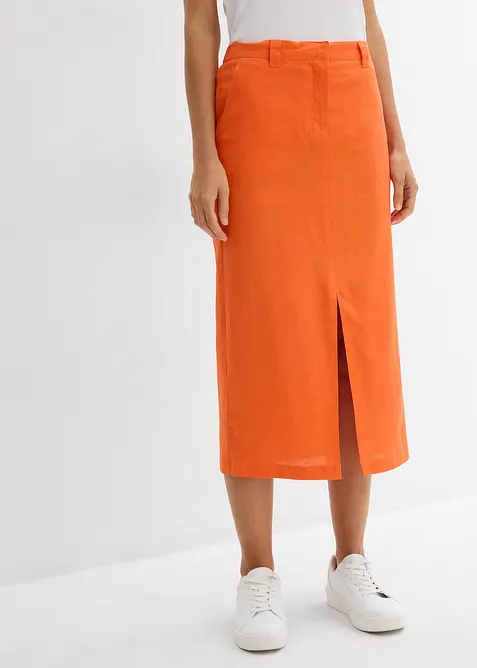 Midi rok van luchtige linnenmix, bonprix