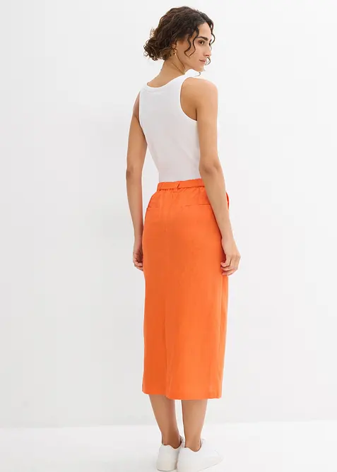 Midi rok van luchtige linnenmix, bonprix