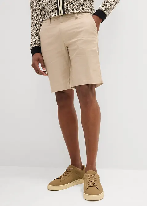 Chino bermuda regular fit met linnen, bonprix