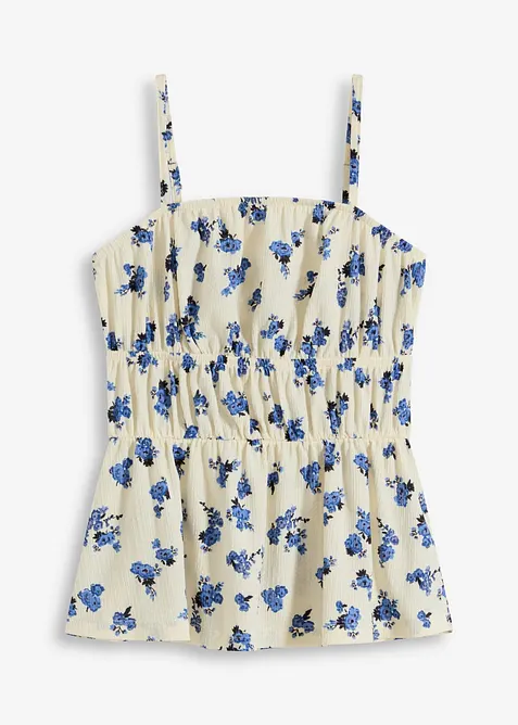 Top met spaghettibandjes van gestructureerde crèpe, bonprix