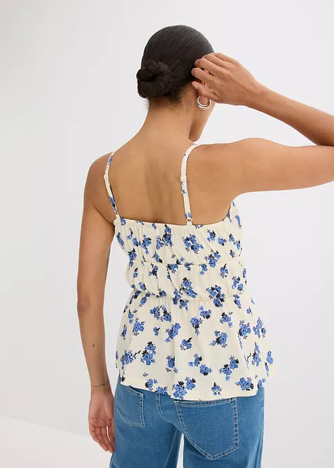 Top met spaghettibandjes van gestructureerde crèpe, bonprix