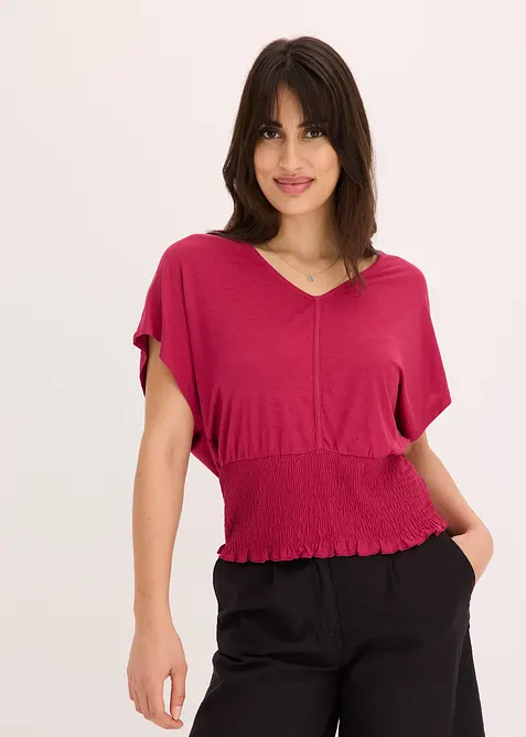 Shirt met gesmokte zoom, bonprix