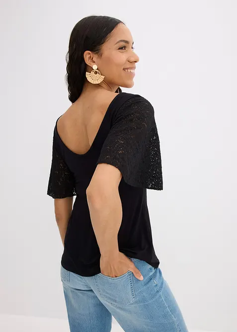 Shirt met kanten mouwen, bonprix