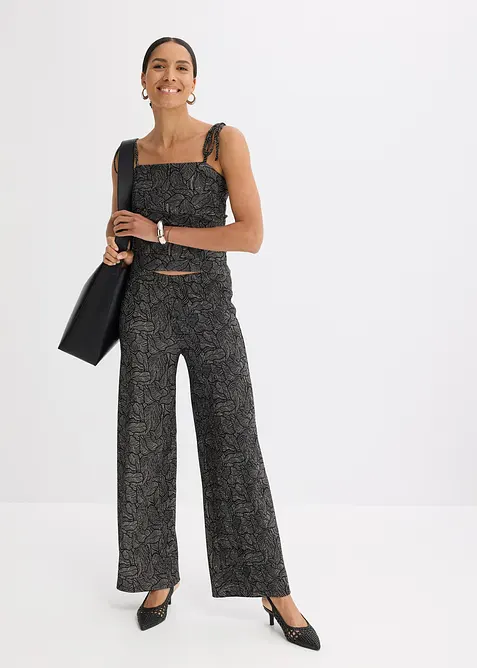 Jersey broek van gestructureerde cr&ecirc;pe, bonprix