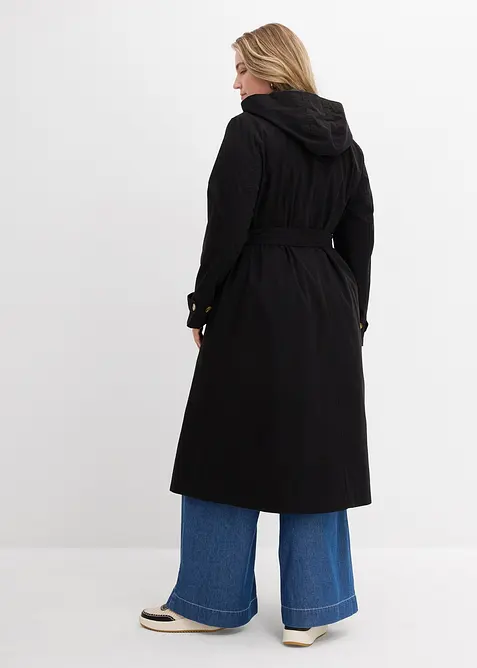 Kuitlange jas in trenchcoat stijl met afneembare capuchon, bonprix