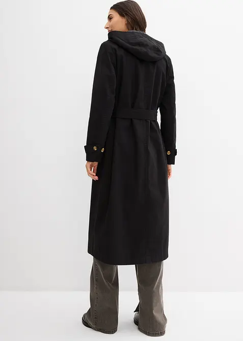 Kuitlange jas in trenchcoat stijl met afneembare capuchon, bonprix