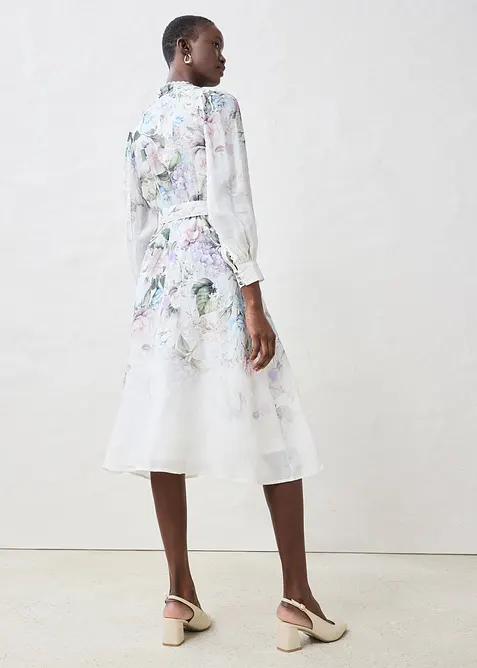 Ramie midi jurk (2-delige set met riem), bonprix