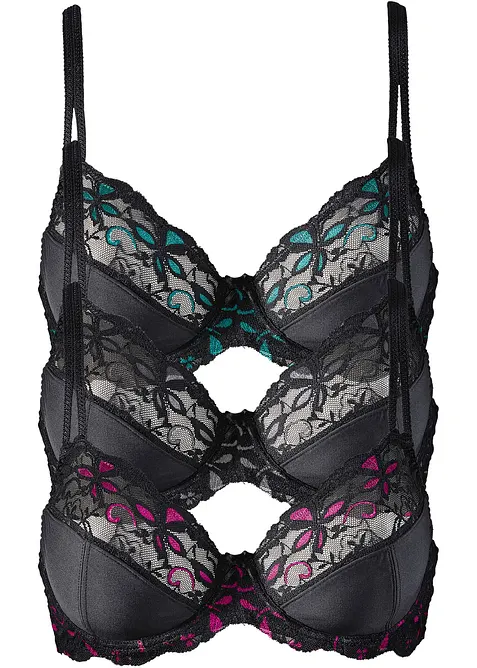 Beugel bh met delicaat kant (set van 3), bonprix