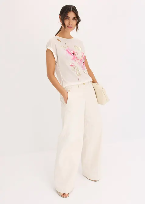 Shirt met geweven inzetstuk, bonprix