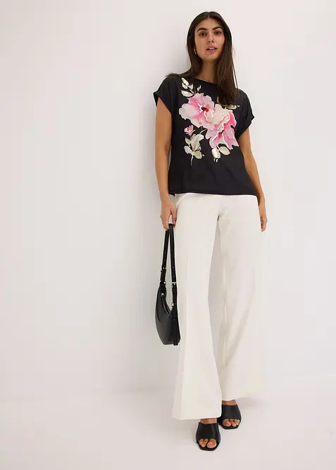 Shirt met geweven inzetstuk, bonprix