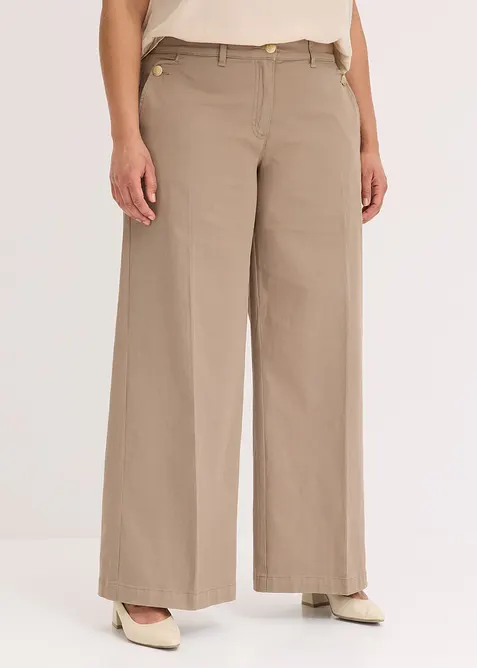 Wide leg broek met stretch, bonprix