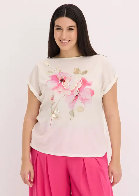 Shirt met geweven inzetstuk, bonprix