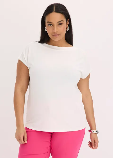 Shirt met passen van satijn, bonprix