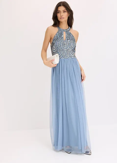 Maxi jurk met geborduurde pailletten, bonprix