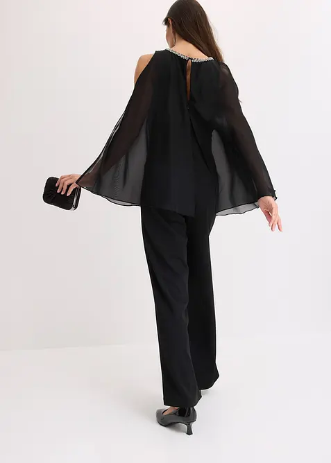 Jumpsuit met overlay en strasversiering, bonprix