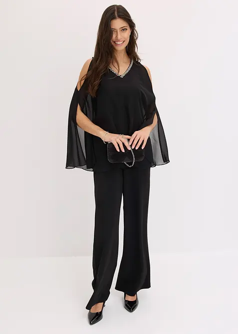 Jumpsuit met overlay en strasversiering, bonprix