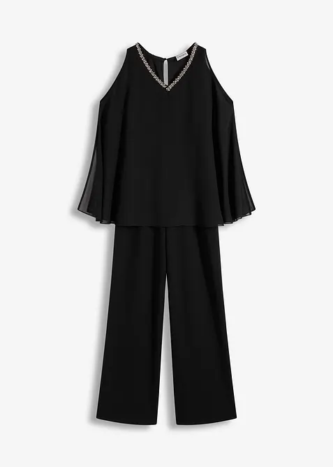 Jumpsuit met overlay en strasversiering, bonprix