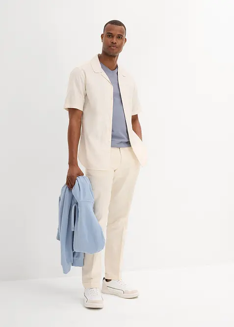 Overhemd met linnen en korte mouwen, bonprix