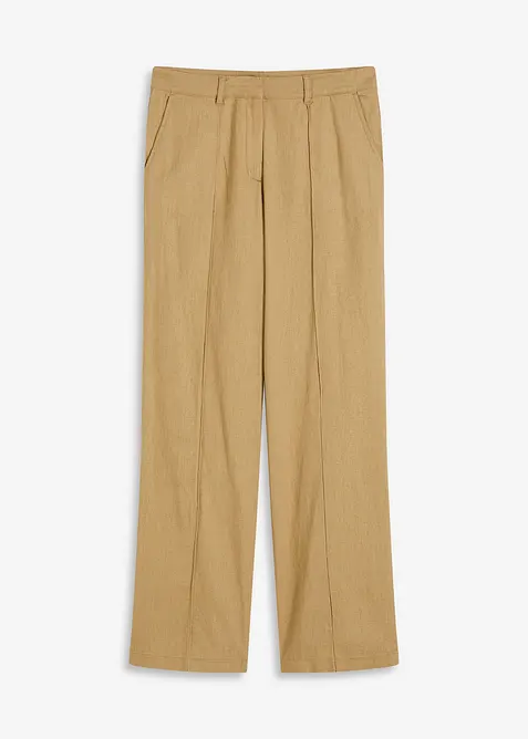 High waist bandplooibroek met linnen, bonprix