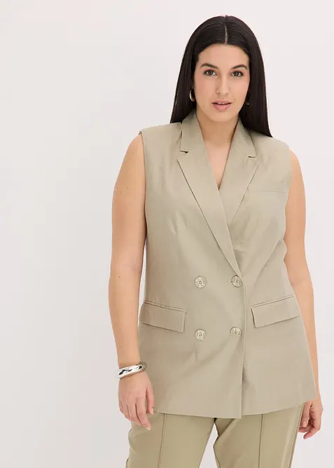 Linnen blazer zonder mouwen, bonprix