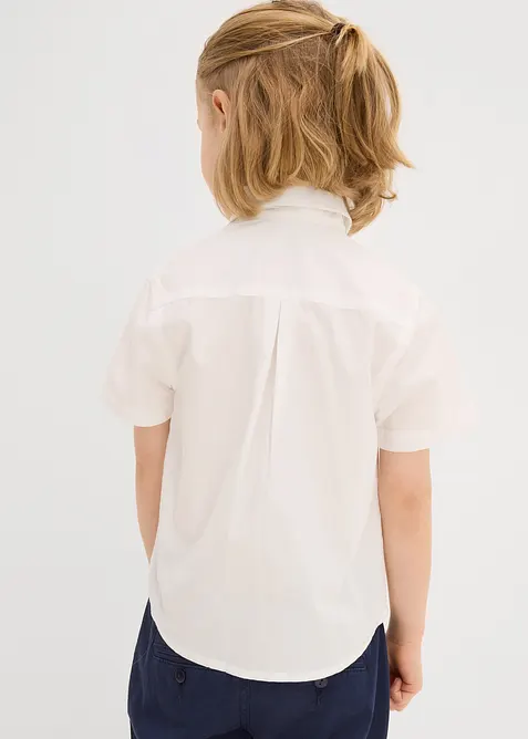 Overhemd met korte mouwen en strikje van puur katoen (2-dlg. set), bonprix