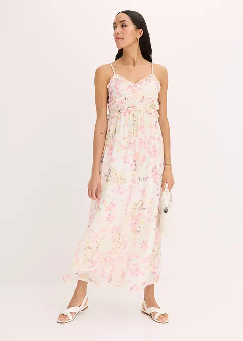 Gedessineerde maxi jurk van mesh, bonprix