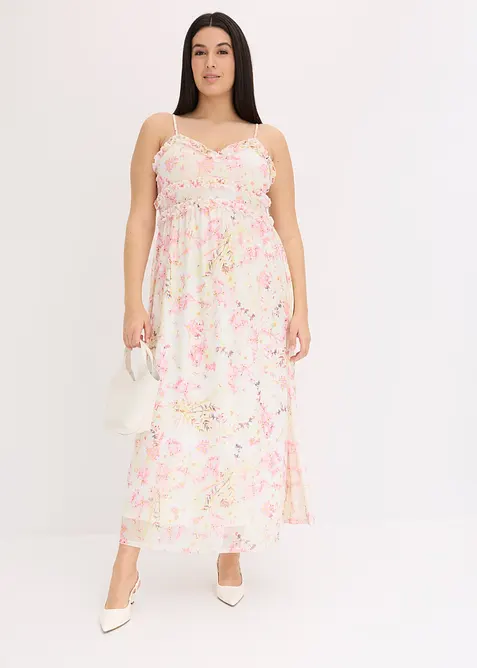 Gedessineerde maxi jurk van mesh, bonprix