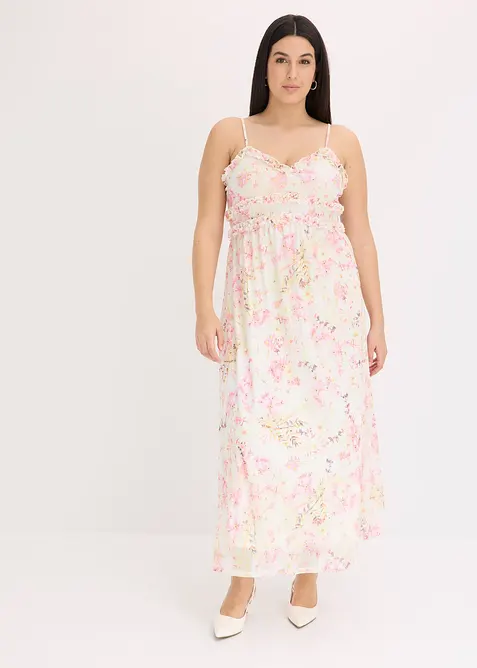 Gedessineerde maxi jurk van mesh, bonprix