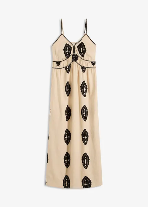 Gedessineerde maxi jurk in een luchtige linnenmix, bonprix