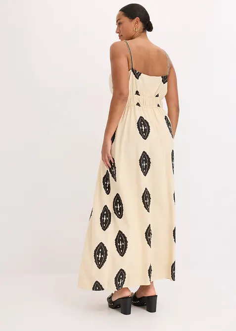 Gedessineerde maxi jurk in een luchtige linnenmix, bonprix