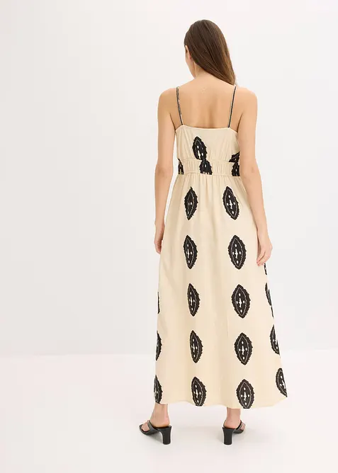 Gedessineerde maxi jurk in een luchtige linnenmix, bonprix