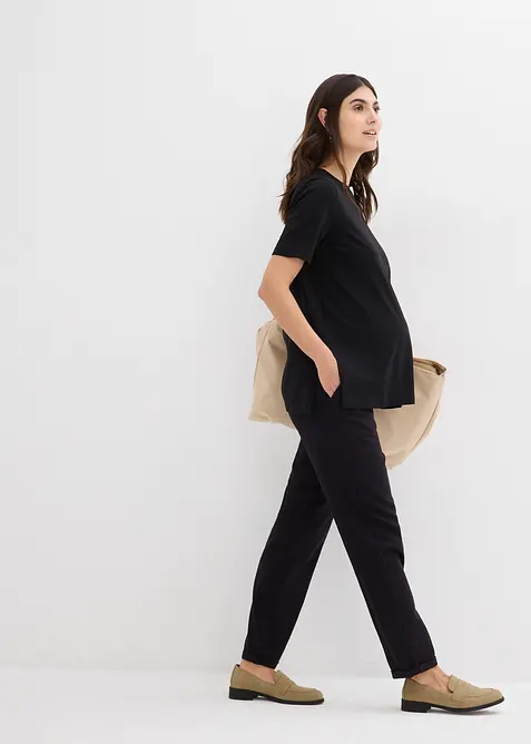 2-in-1 zwangerschaps- en borstvoedingsshirt van biologisch katoen met zijsplitten, bonprix