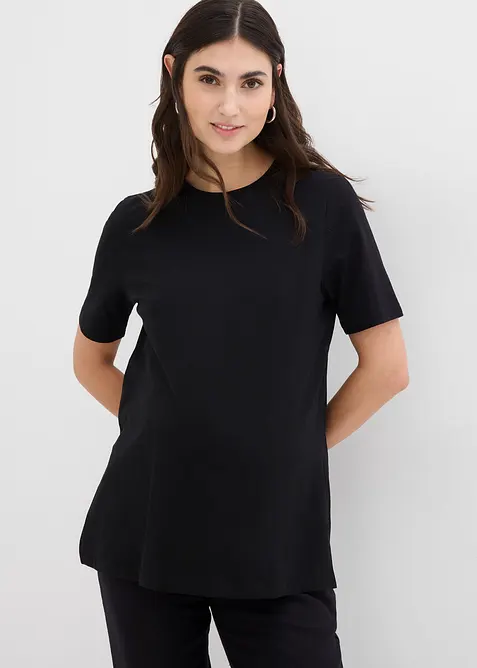 2-in-1 zwangerschaps- en borstvoedingsshirt van biologisch katoen met zijsplitten, bonprix