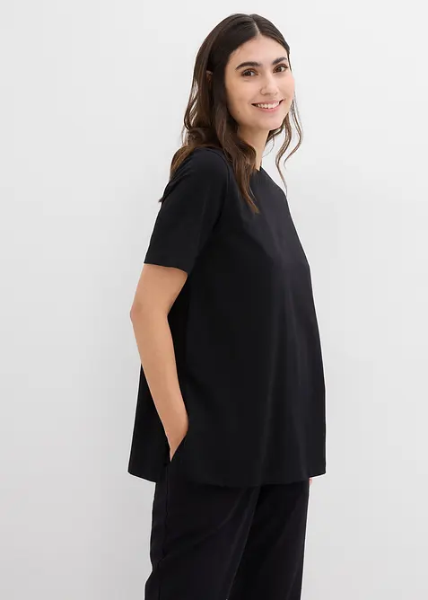 2-in-1 zwangerschaps- en borstvoedingsshirt van biologisch katoen met zijsplitten, bonprix