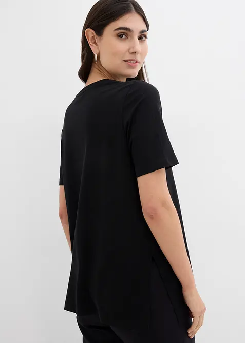 2-in-1 zwangerschaps- en borstvoedingsshirt van biologisch katoen met zijsplitten, bonprix