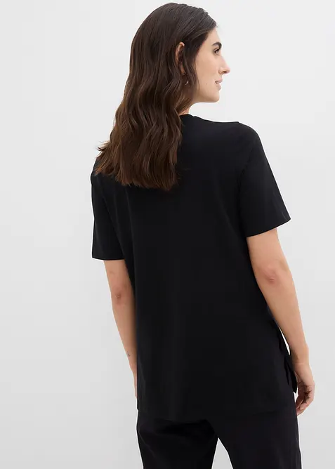 2-in-1 zwangerschaps- en borstvoedingsshirt van biologisch katoen met zijsplitten, bonprix