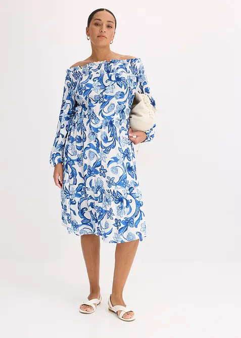 Carmen jurk van gestructureerde viscose, bonprix