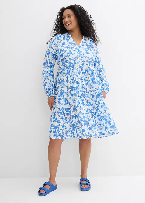 Jurk met Henley kraag van soepele viscose, bonprix