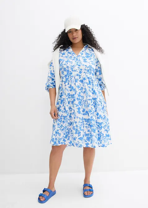 Jurk met Henley kraag van soepele viscose, bonprix