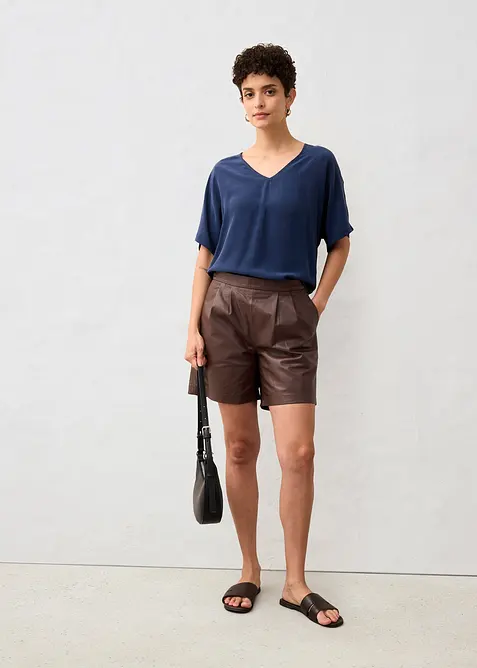 Shirt met zijde en geweven inzetstuk, bonprix