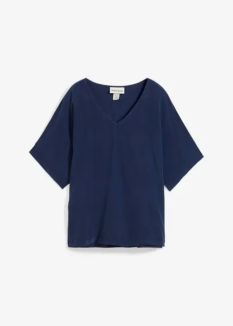 Shirt met zijde en geweven inzetstuk, bonprix